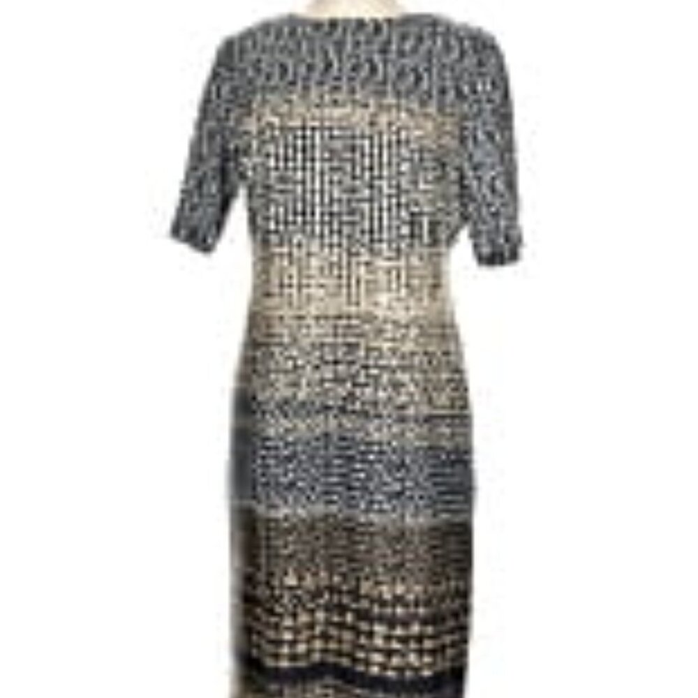 Brooks Brothers Size 10 Elegant Black, Gold, and Cream Patterned Dress